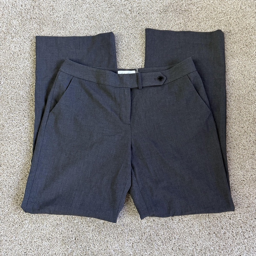Calvin Klein Dress Pants Womens 8P Gray Twill Classic Fit Straight Stretch Work